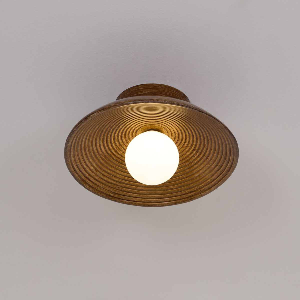 Zira Wooden Flush Mount Ceiling Light with Round Globe