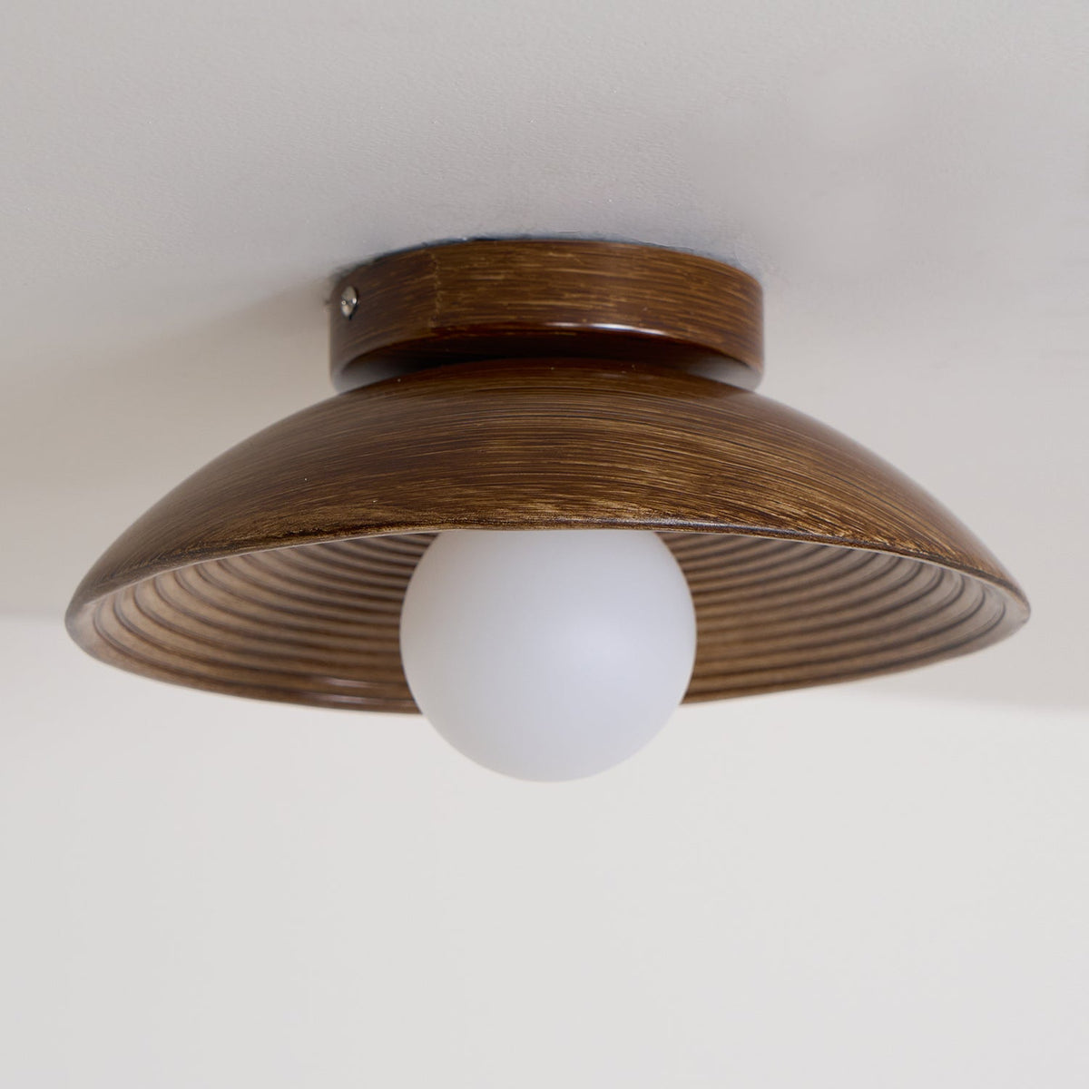 Zira Wooden Flush Mount Ceiling Light with Round Globe