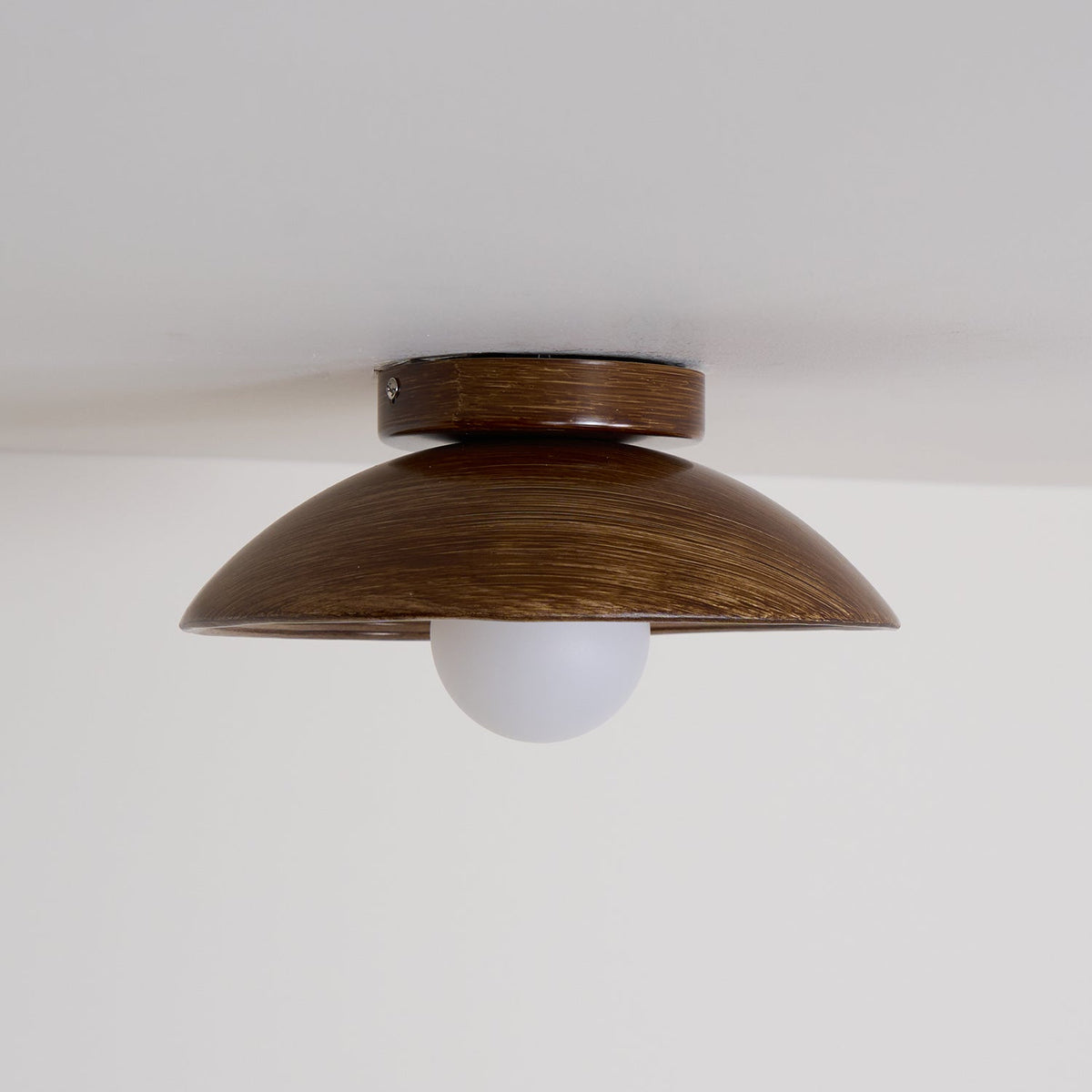 Zira Wooden Flush Mount Ceiling Light with Round Globe
