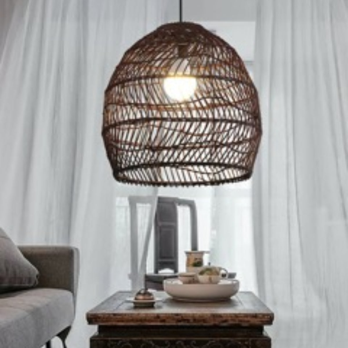 Nivakon Design Retro LED Pendant Light Black/Wood Wood Bedroom/Living Room/Study Room/Hall