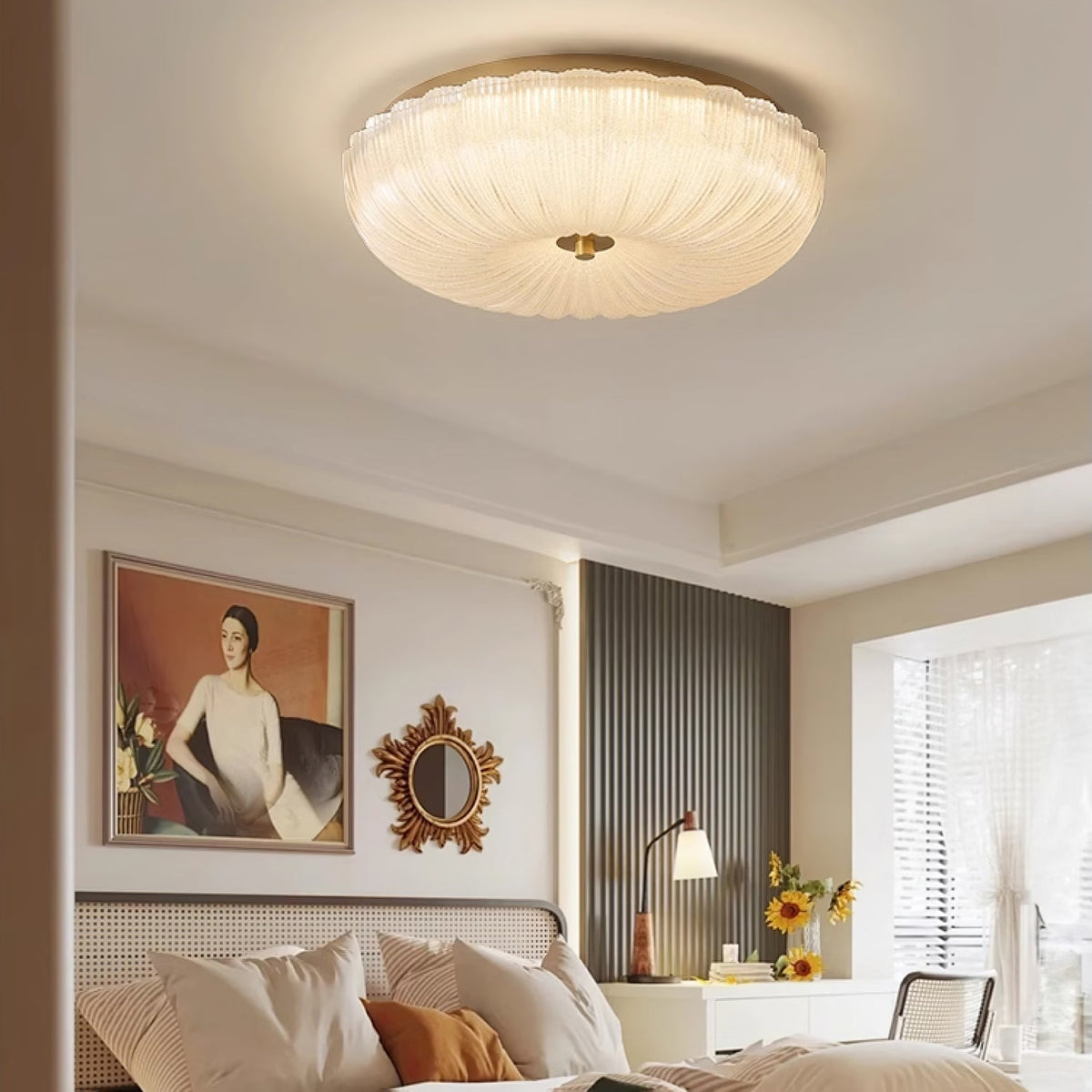 Delafield Ripple Glass Flush Mount Ceiling Light