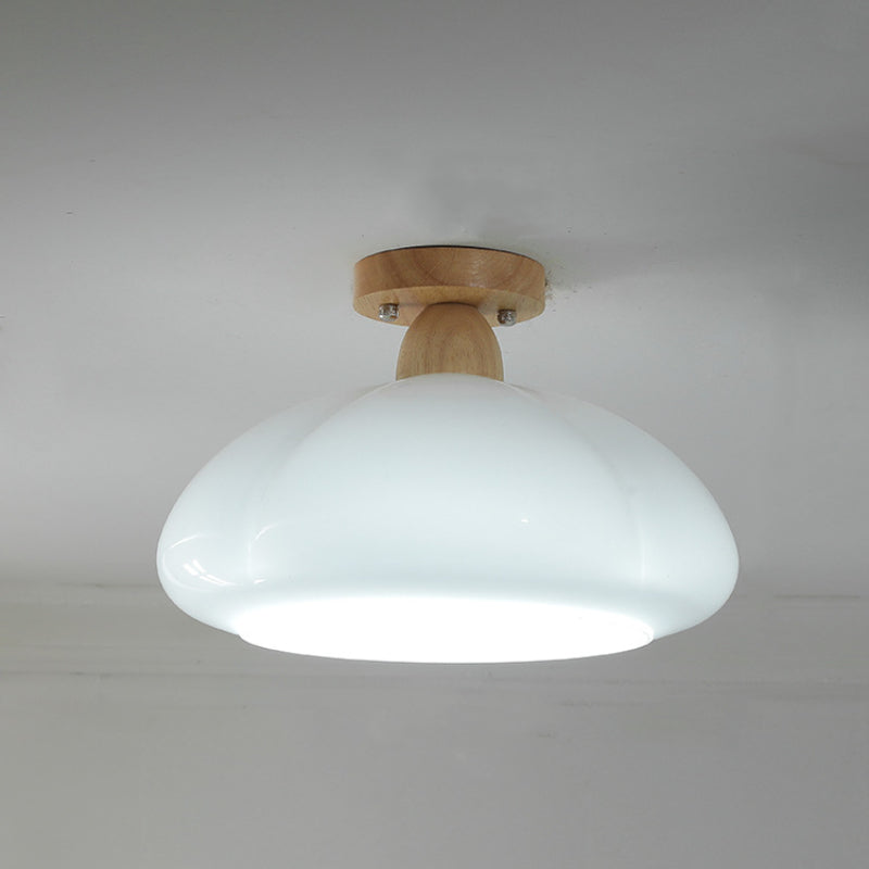 Bivikun Modern LED Flush Mount Ceiling Light Glass Wood Living Room