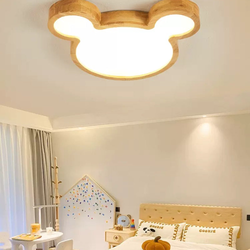 Hiregod Modern Flush Mount Ceiling Light Wood Living Room/Bedroom