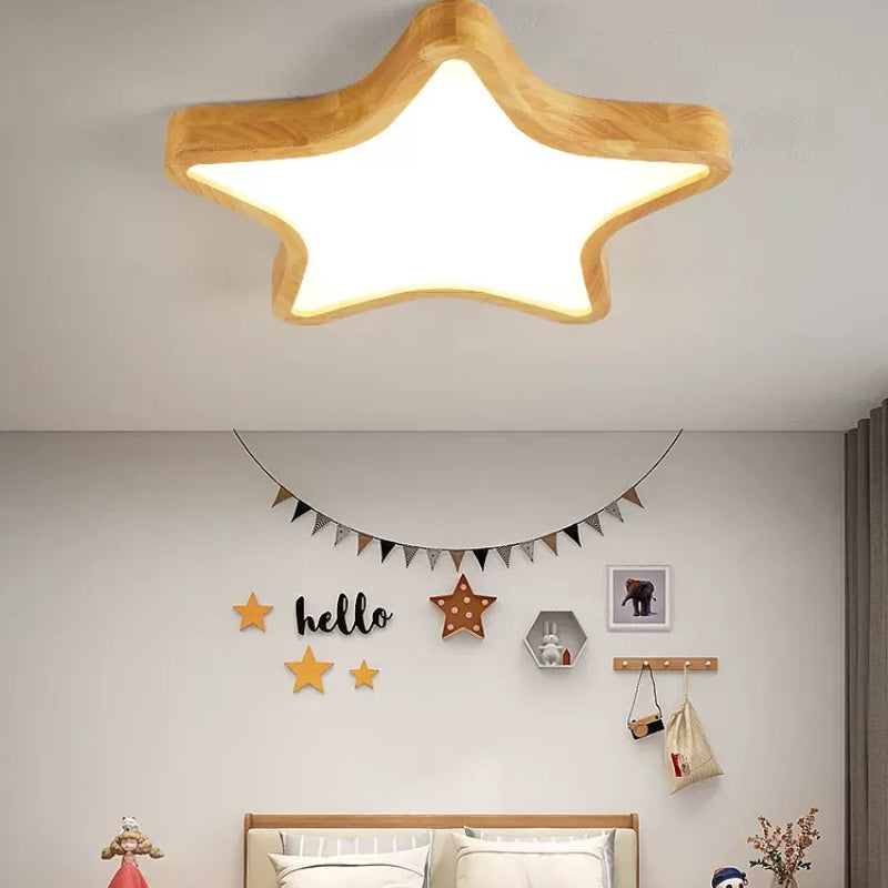 Hiregod Modern Flush Mount Ceiling Light Wood Living Room/Bedroom