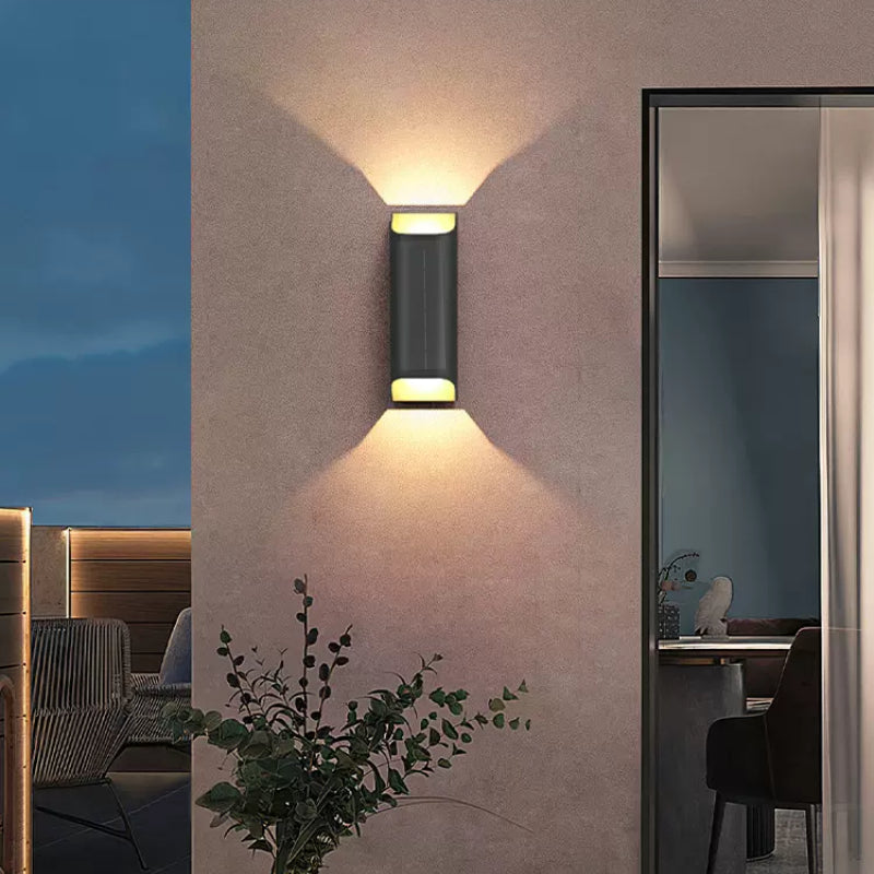 Jerisik Modern Solar Up Down Metal Outdoor Wall Lamp, Balck