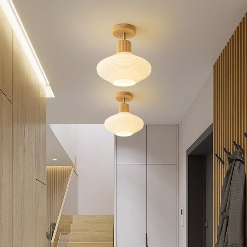 Tovaritu Minimalist Flush Mount Ceiling Light Wood/Walnut Hallway