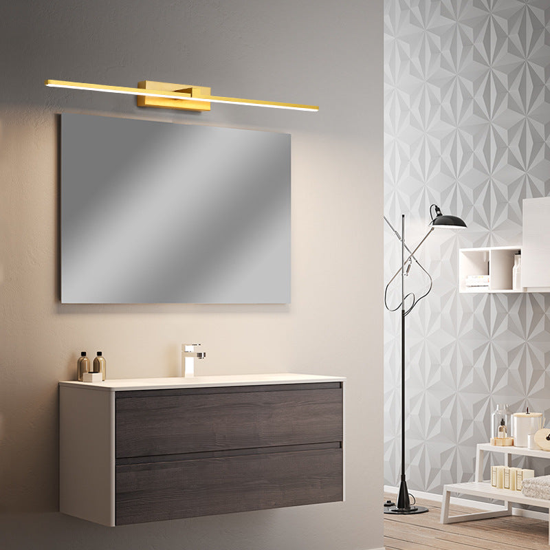 Hamutol Modern Arc Wall Lamp, Silver, Metal/, Front Mirror Vanity