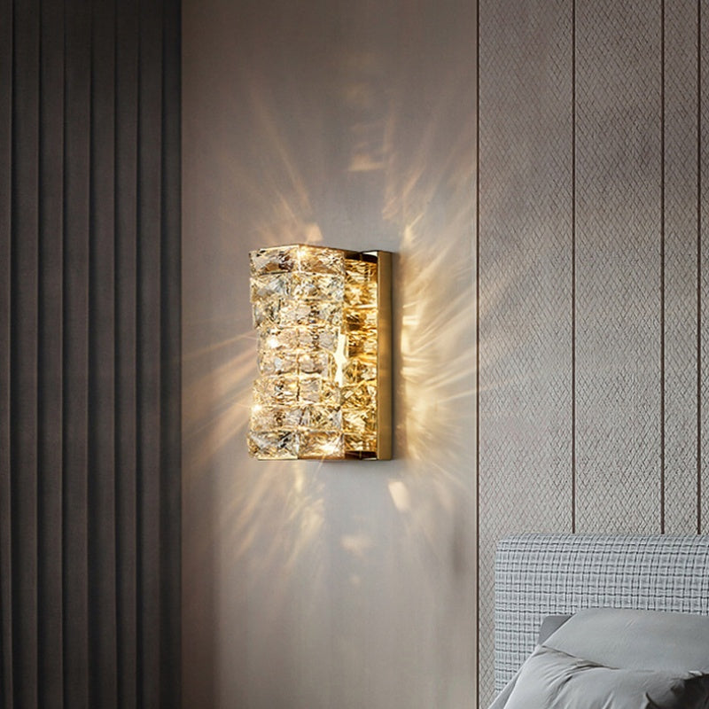 Babegot Modern Rectangular Vanity Metal Crystal LED Wall Lamp