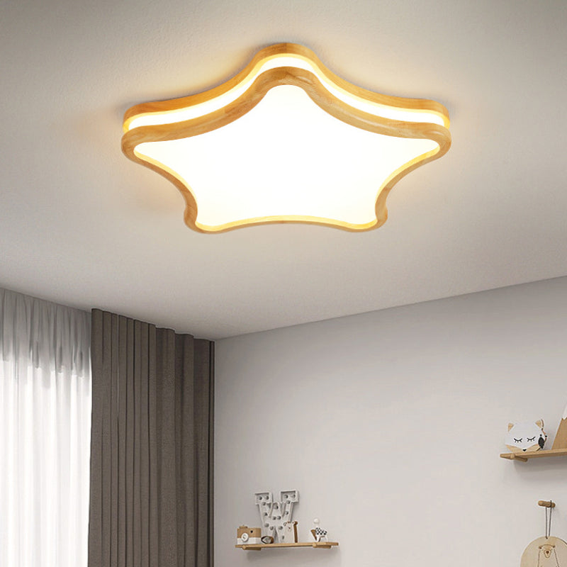 Hiregod Modern Flush Mount Ceiling Light Wood Living Room/Bedroom