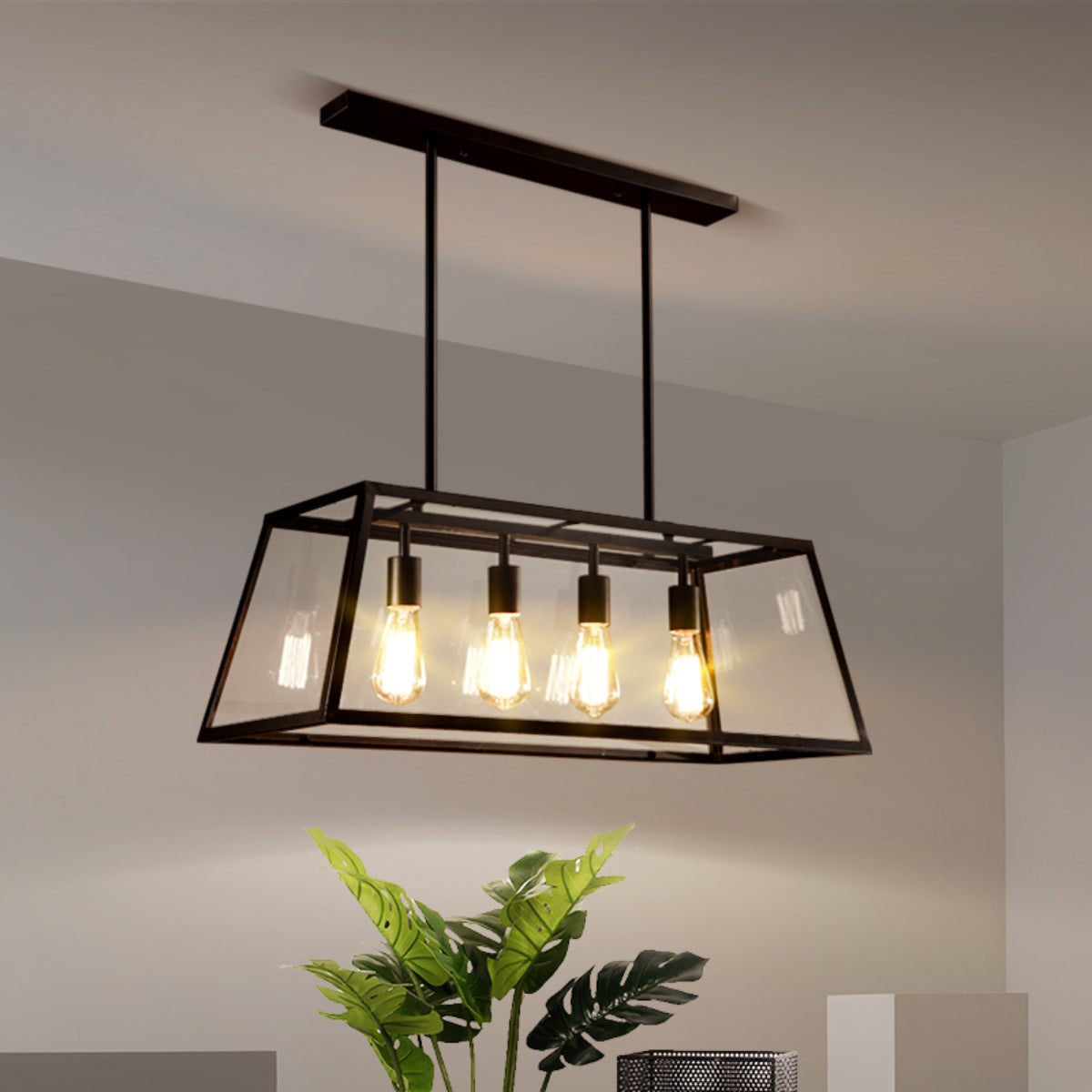 Norubok Industrial LED Modern Pendant Light Black/Glass Metal Kitchen/Bedroom/Living Room