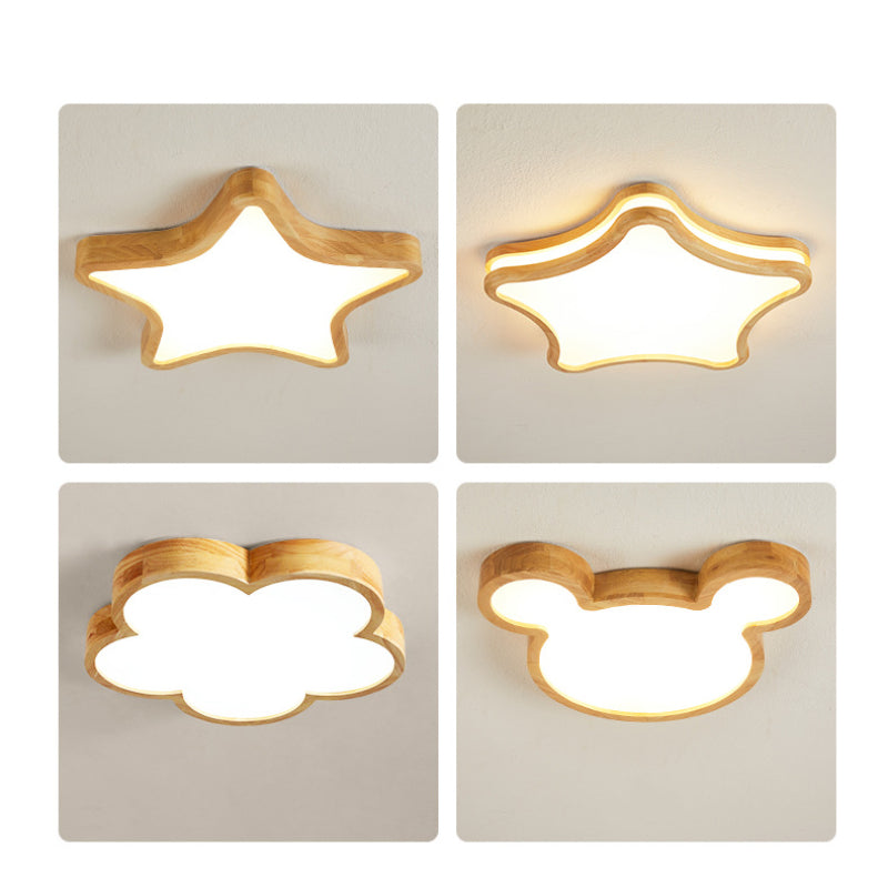 Hiregod Modern Flush Mount Ceiling Light Wood Living Room/Bedroom