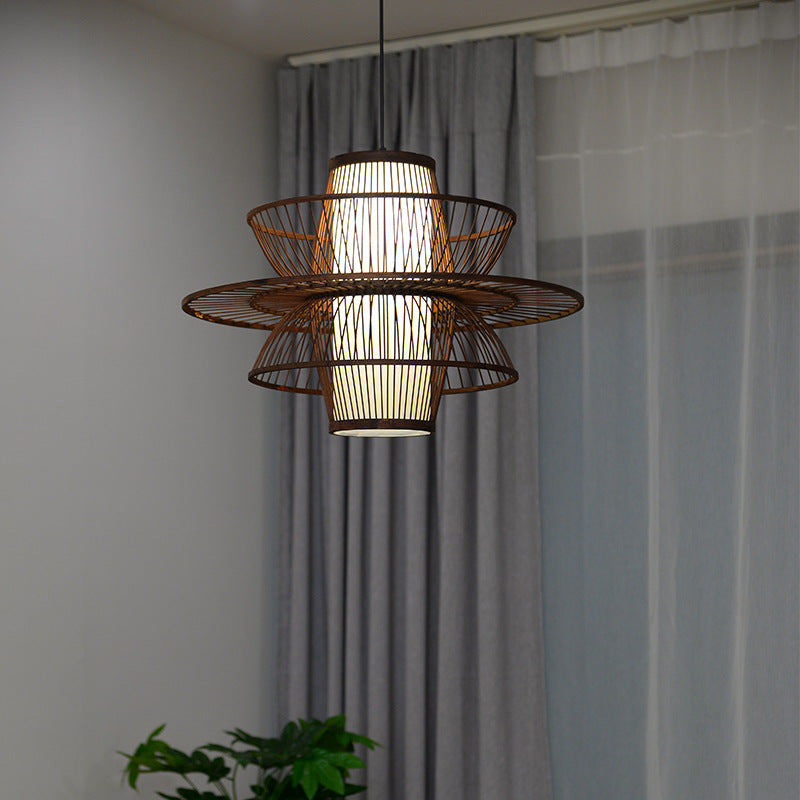 Zalepis Lotus-Shaped Rattan Pendant Light