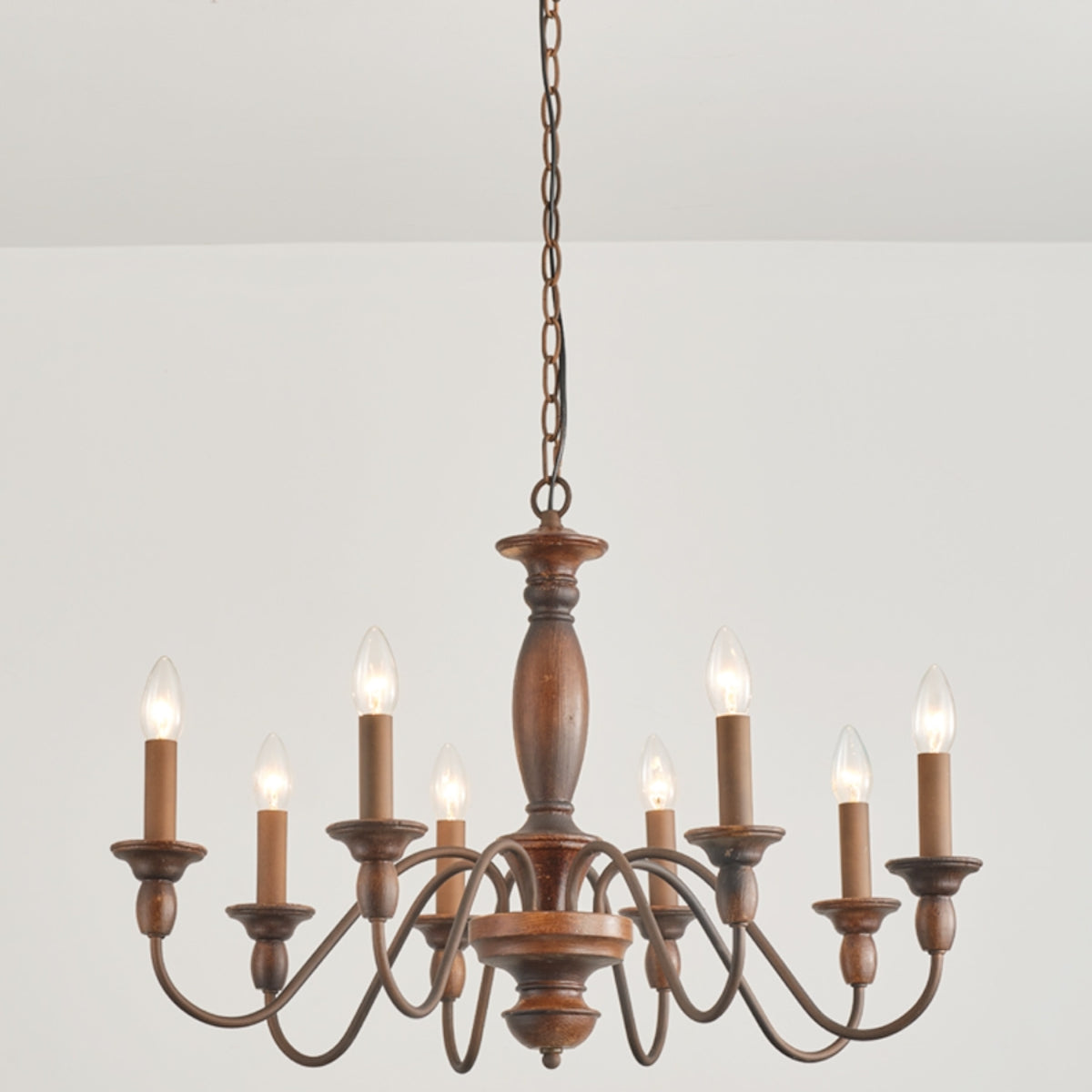Wupimom Industrial Design LED Indoor Pendant Light Brown Wood Metal Bedroom/Living Room/Kitchen Island