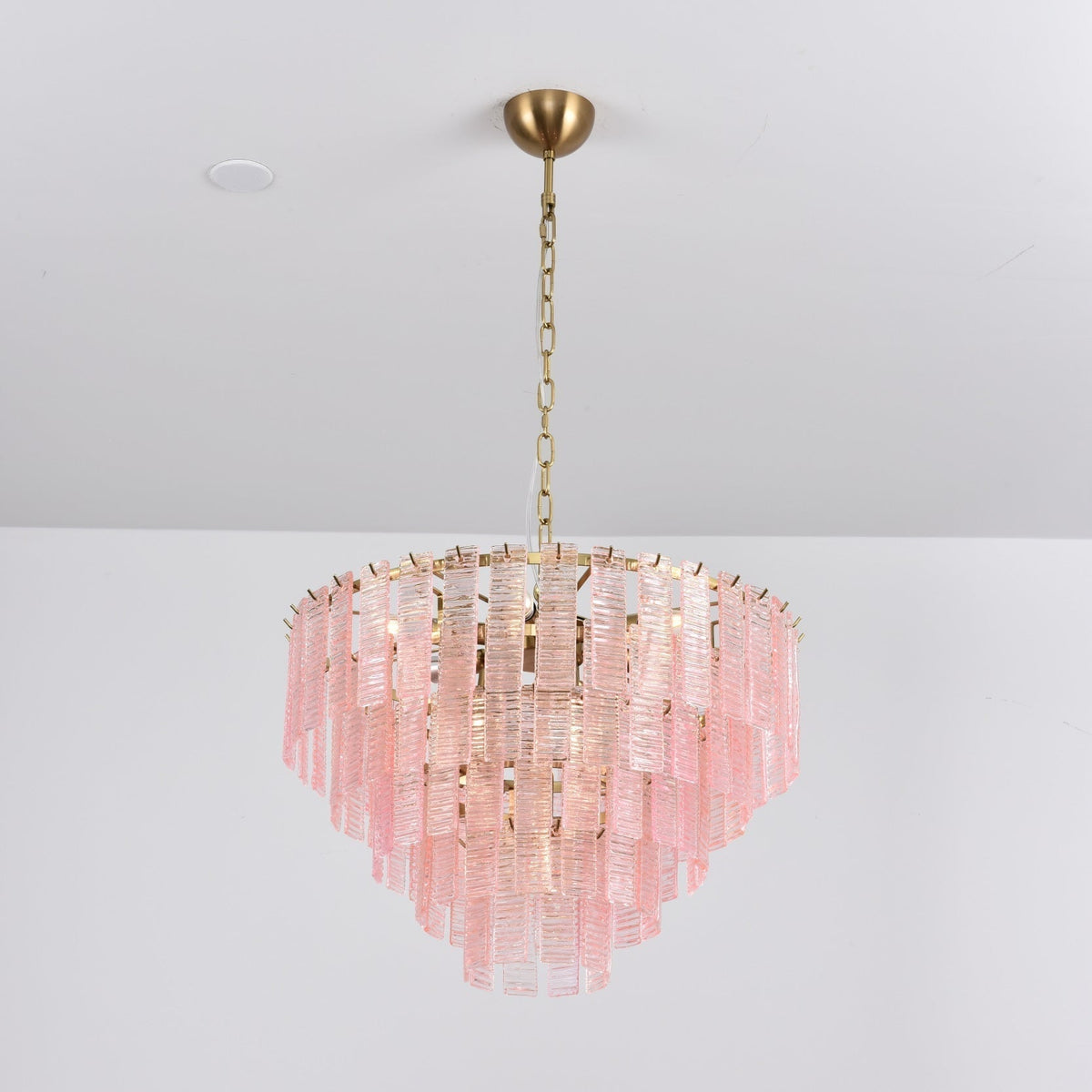 Lioririan Chandelier Pink Murano Glass Layered Vintage Luxury