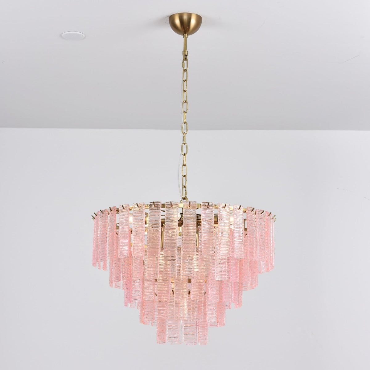 Lioririan Chandelier Pink Murano Glass Layered Vintage Luxury