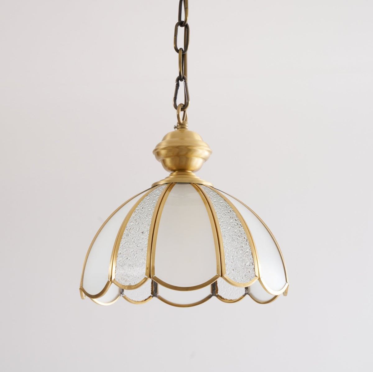 Lunell Traditional Art Brass Glass Pendant Light