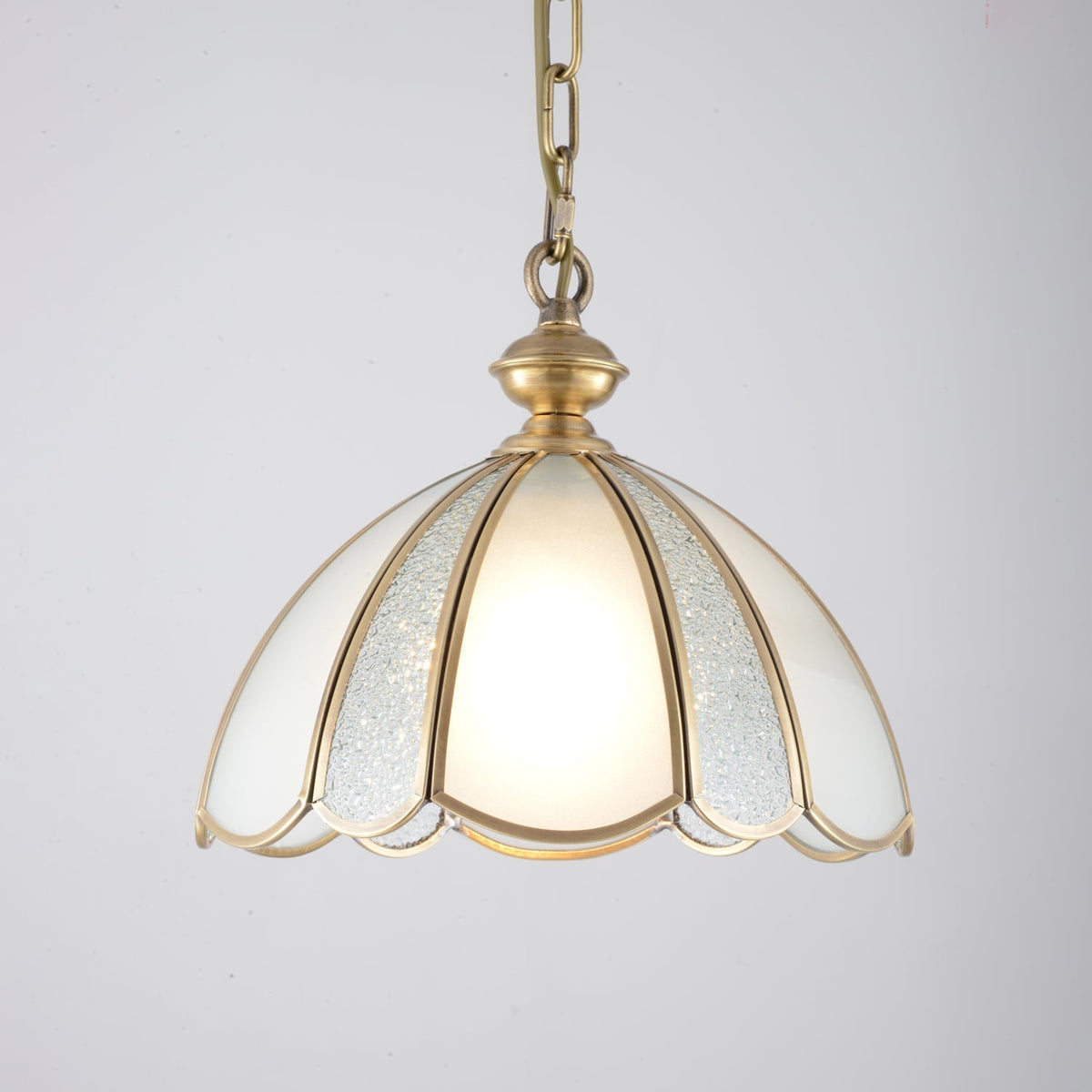 Lunell Traditional Art Brass Glass Pendant Light
