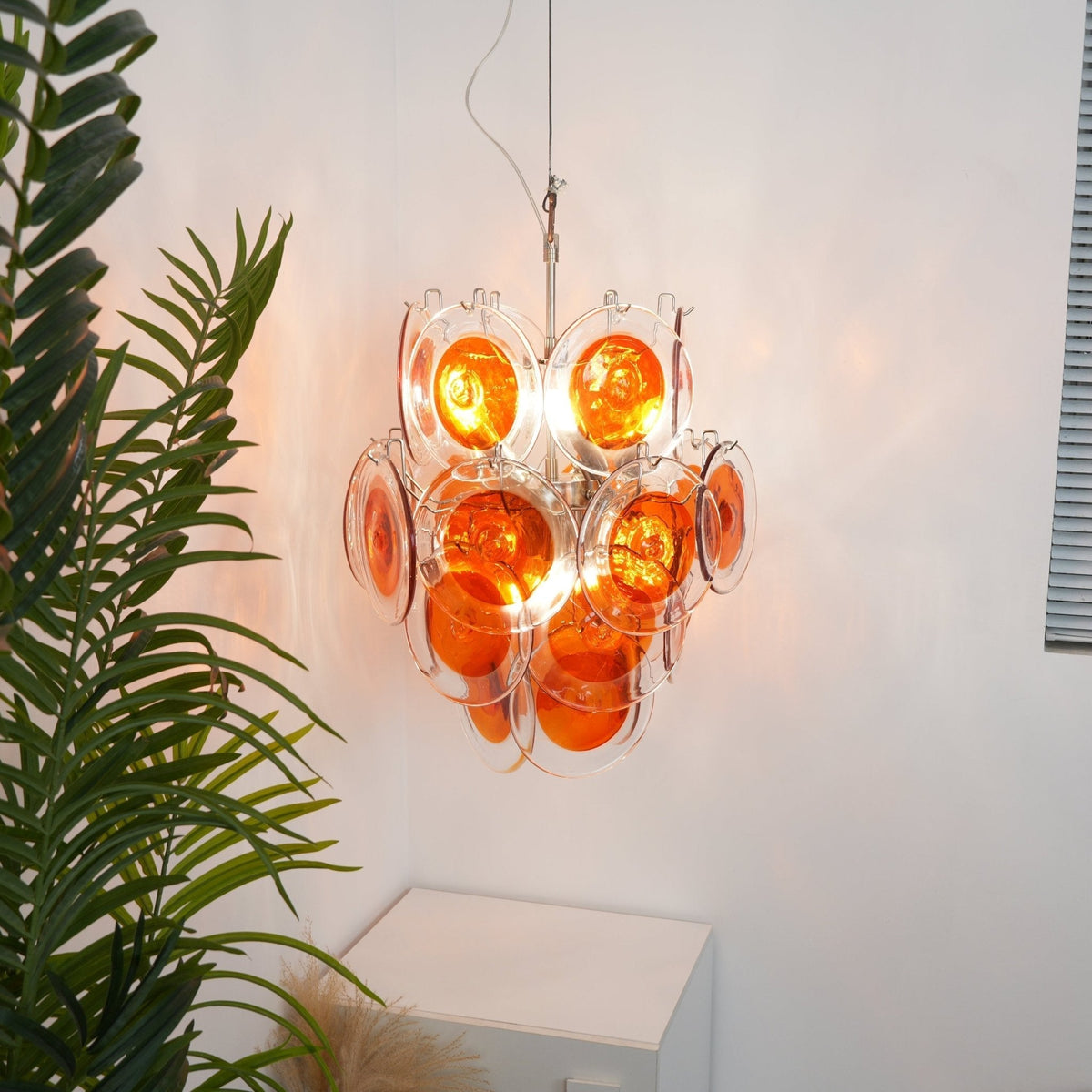 Lioruiel Chandelier Orange Murano Glass Disc Layered