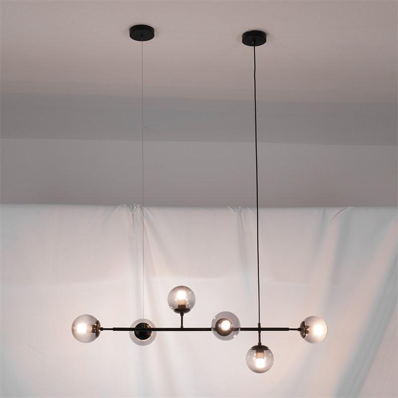 Cagubit Industrial Long Linear Metal Hanging Bubble Multi Clear Glass Bulb Bedroom Pendant Light Brass/Black
