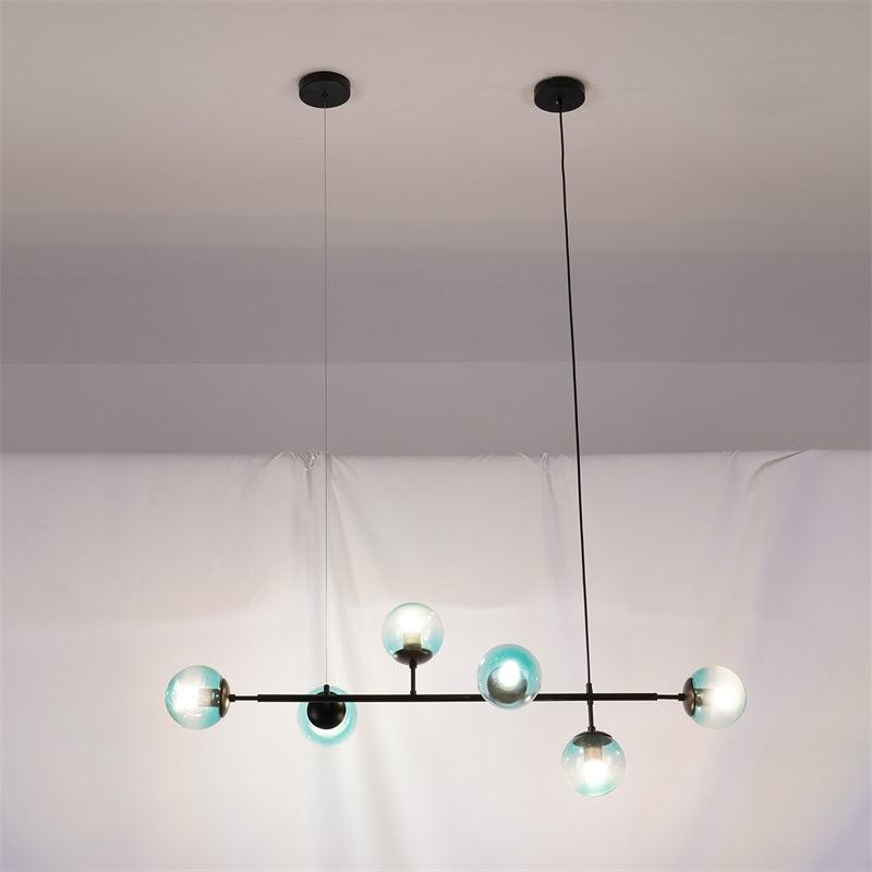 Cagubit Industrial Long Linear Metal Hanging Bubble Multi Clear Glass Bulb Bedroom Pendant Light Brass/Black