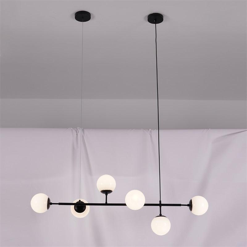 Cagubit Industrial Long Linear Metal Hanging Bubble Multi Clear Glass Bulb Bedroom Pendant Light Brass/Black