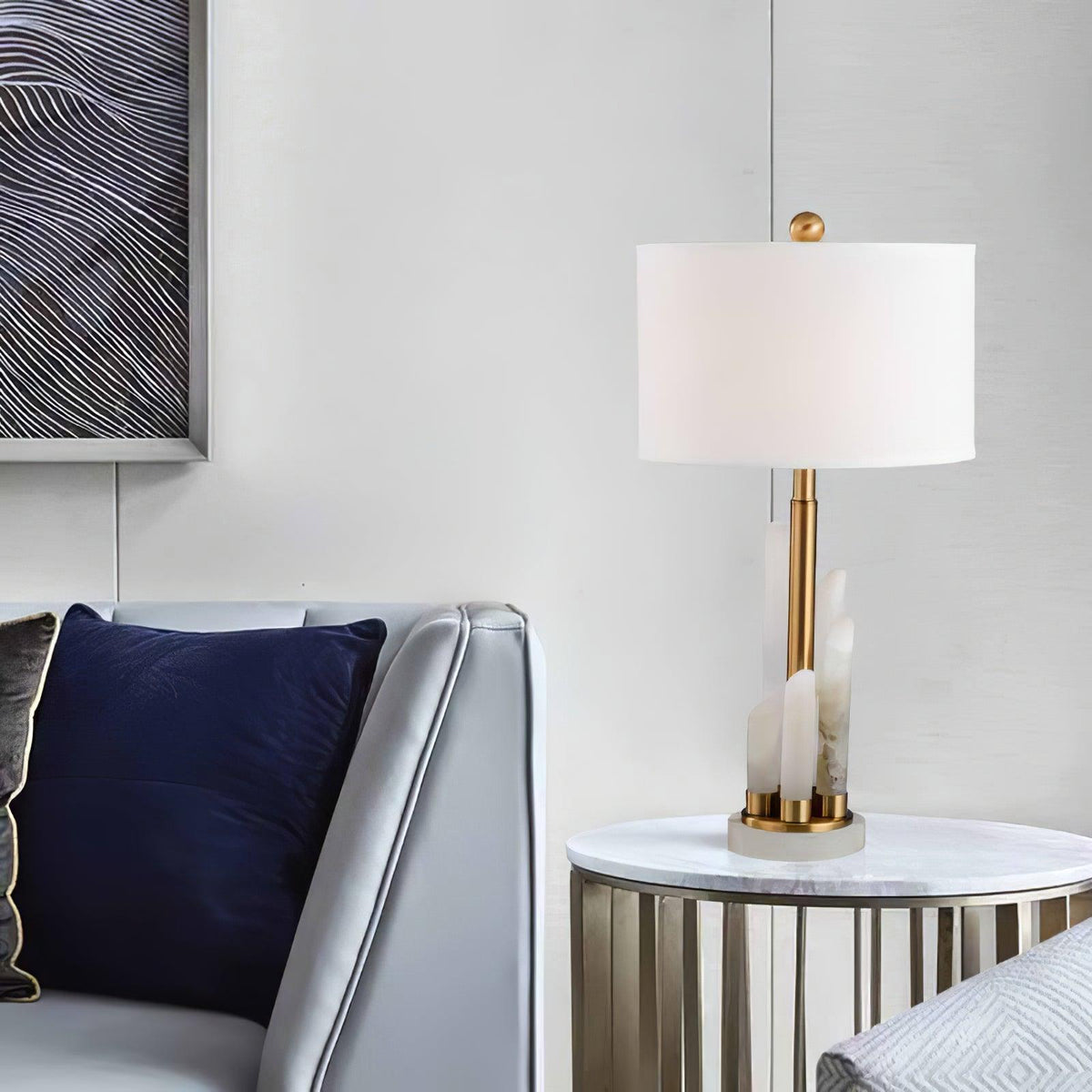 Olvenor Cylindrical Alabaster Table Lamp