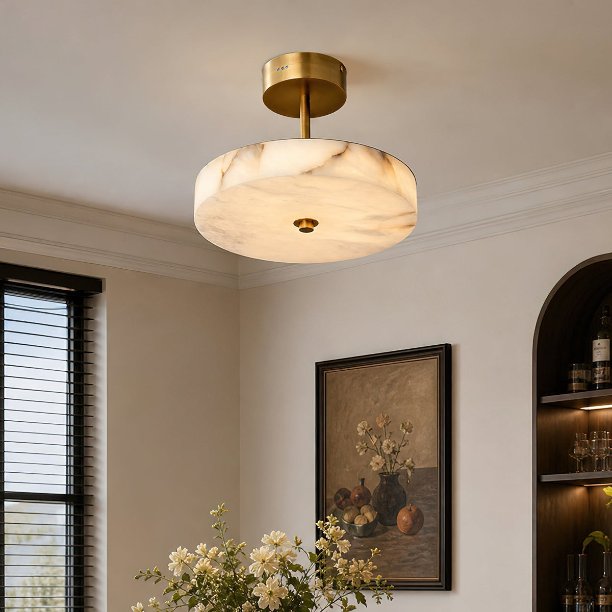Nivisena Alabaster Semi-Flush Mount