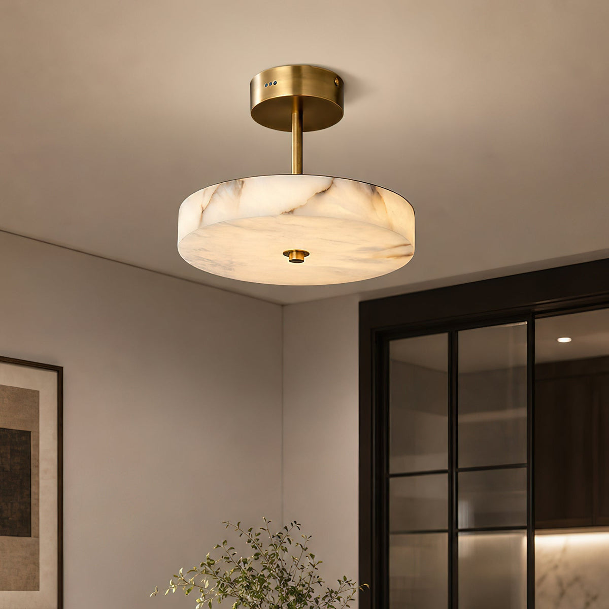 Nivisena Alabaster Semi-Flush Mount