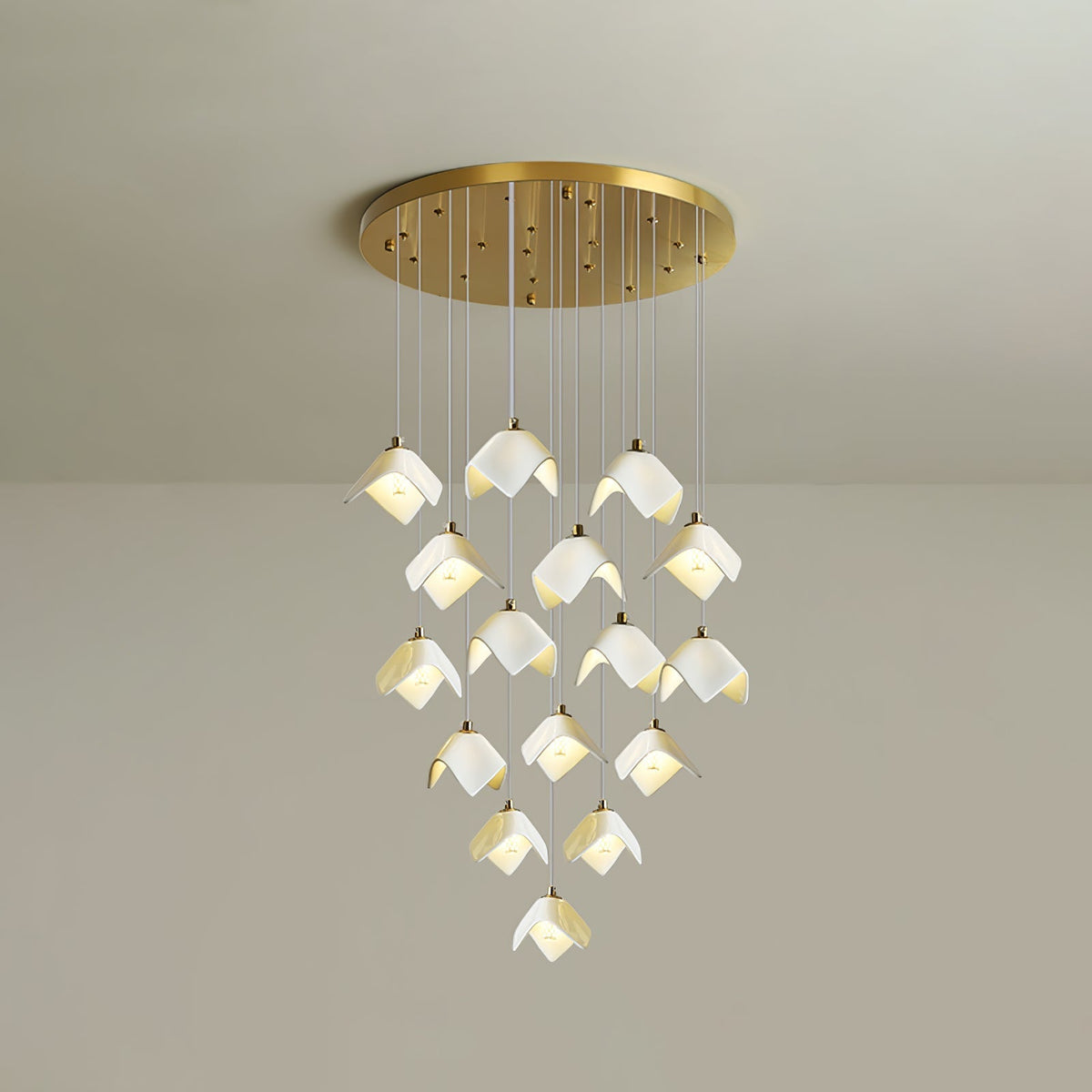 Cithayra Geometric Glass Brass Chandelier