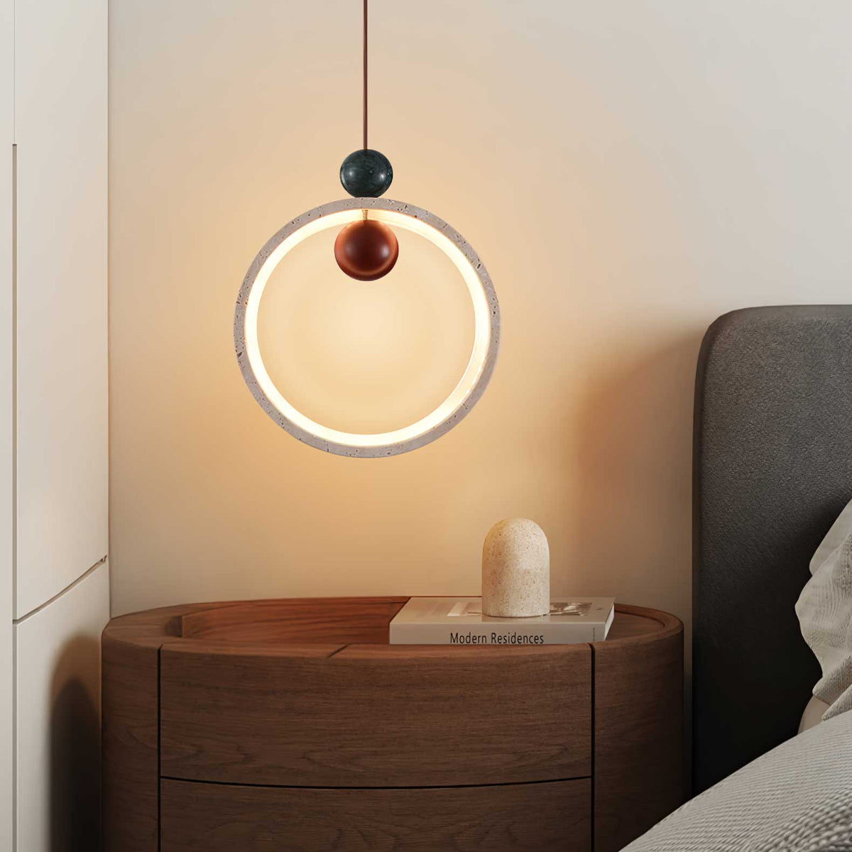 Vovinyra Circular Travertine Pendant Light