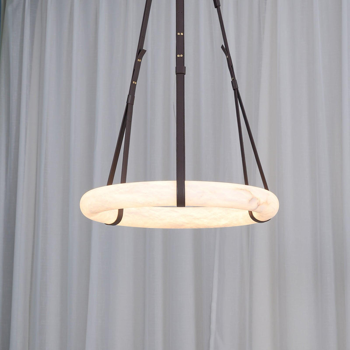 Lixor Alabaster Chandeliers  Ring Leather Strap  Version A