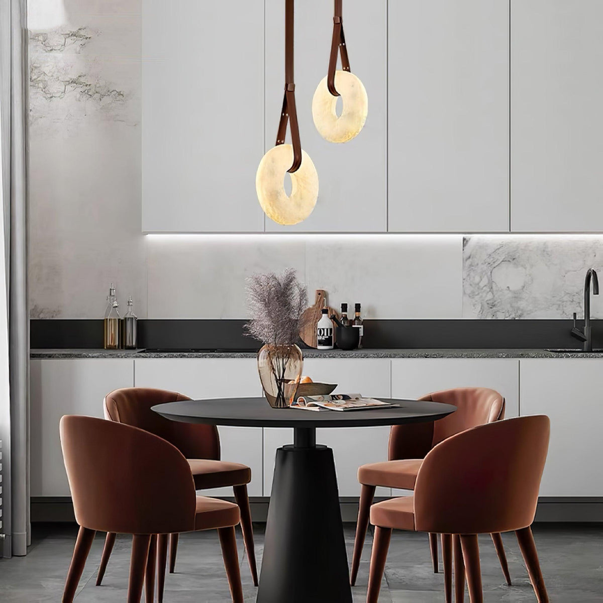 Oslo Pendant Light Alabaster Ring Straps Scandinavian