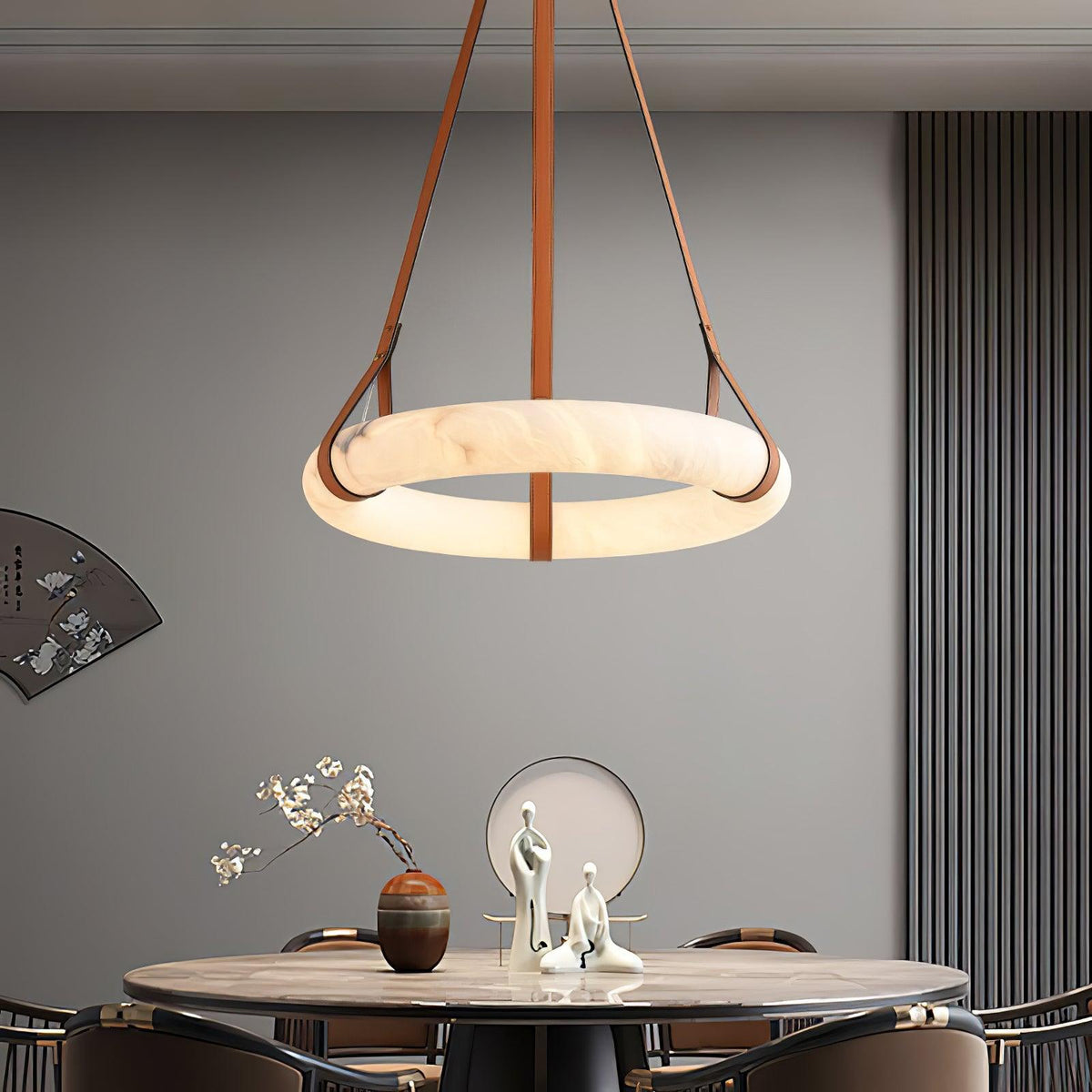 Lixor Alabaster Chandeliers  Ring Leather Strap  Version A
