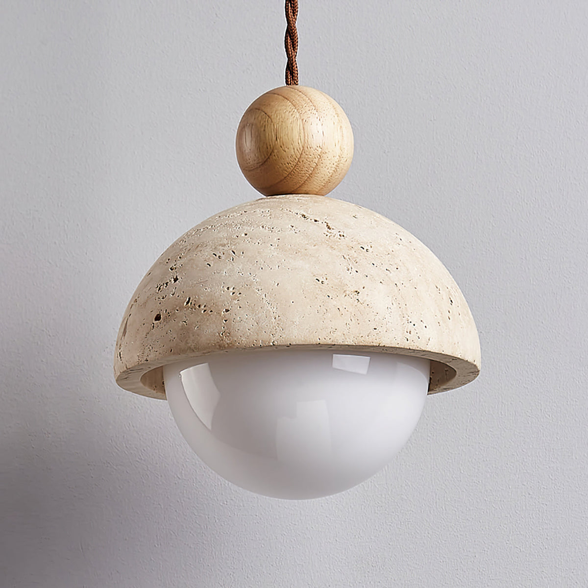 Dimerak Pendant Light Travertine Dome Glass