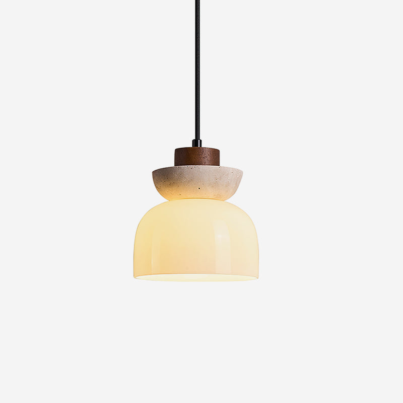 Norenx Travertine Dome  Glass Pendant Light