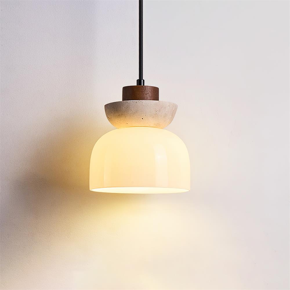 Norenx Travertine Dome  Glass Pendant Light