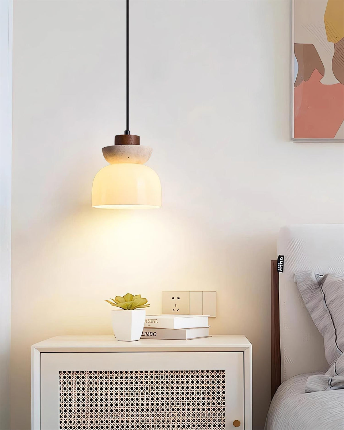Norenx Travertine Dome  Glass Pendant Light