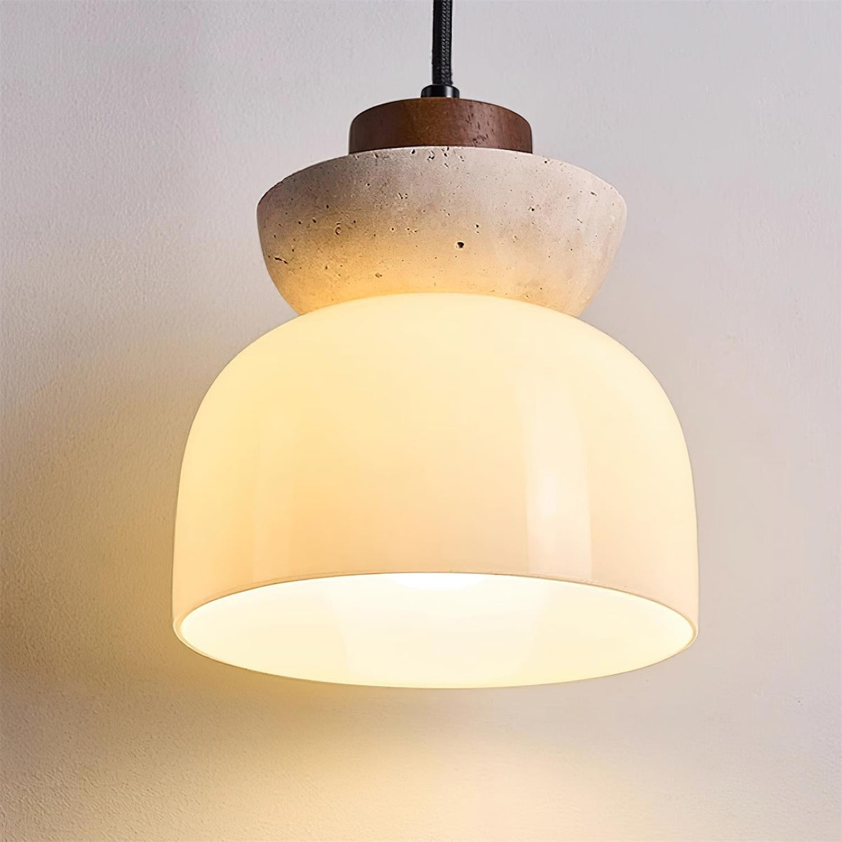 Norenx Travertine Dome  Glass Pendant Light