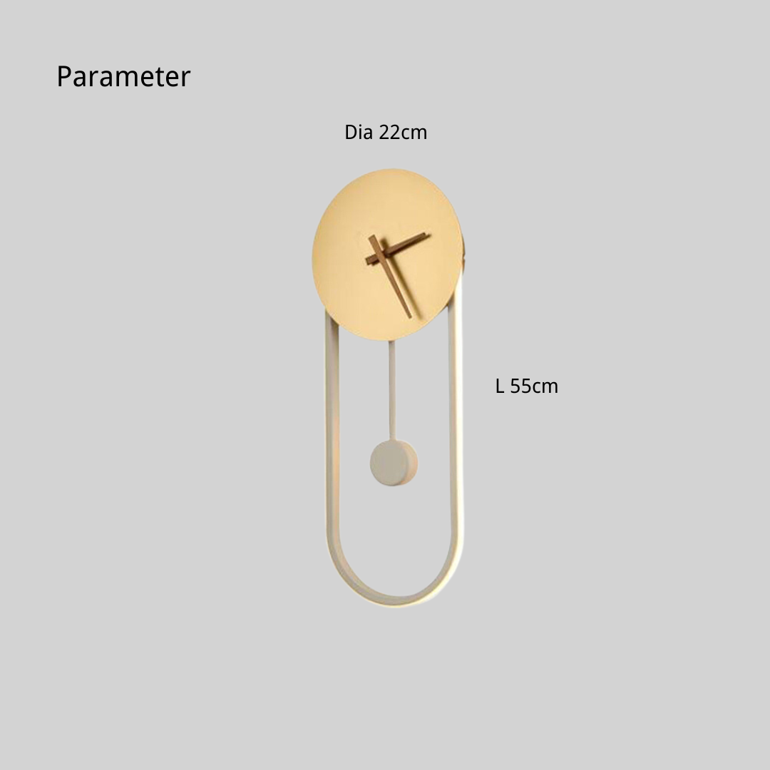 Luvudom Nordic Clock Wall Lamp, Gold & Black