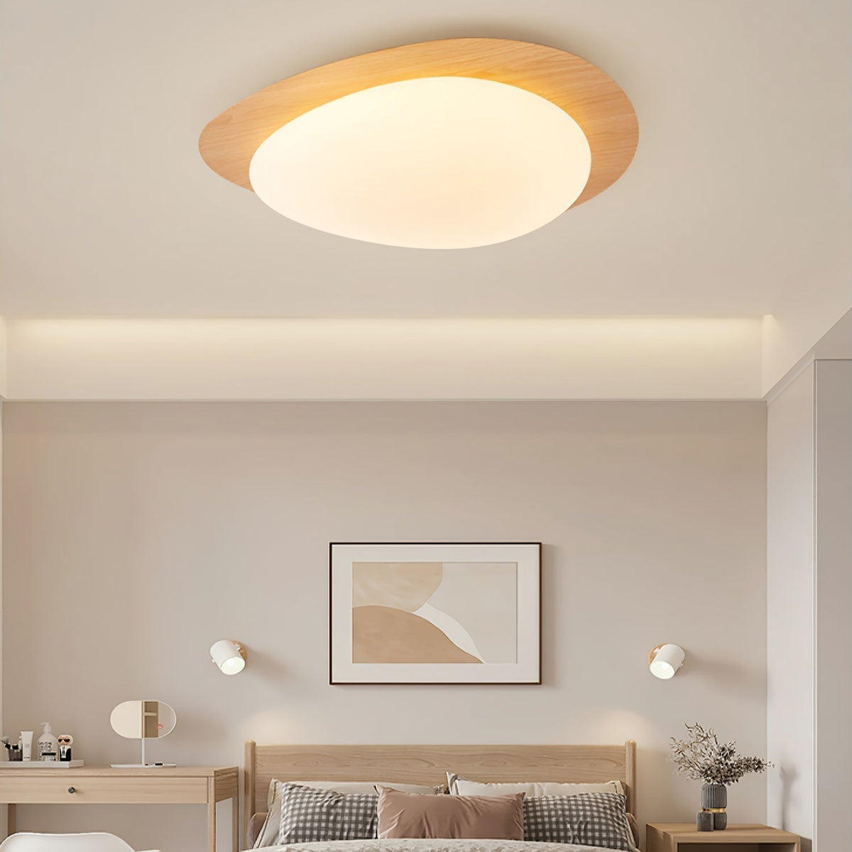 Tulapis Pebble Walnut Ceiling Light
