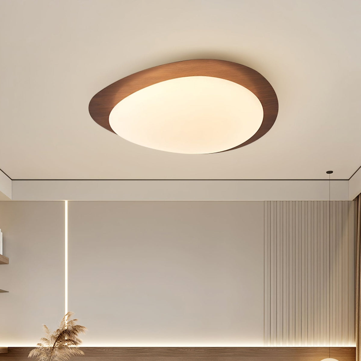 Tulapis Pebble Walnut Ceiling Light