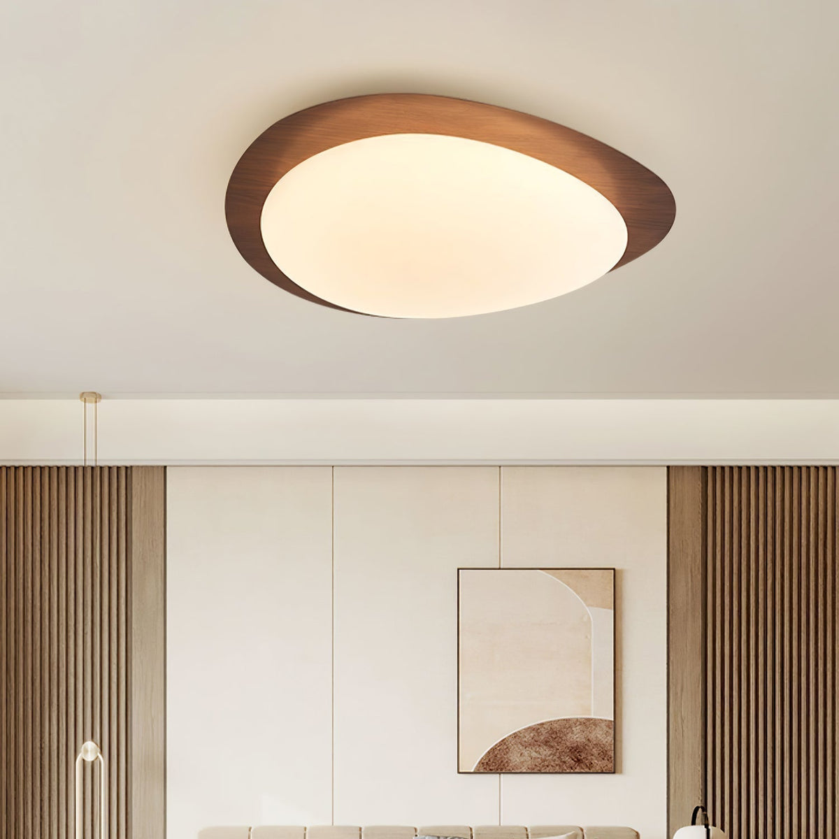 Tulapis Pebble Walnut Ceiling Light