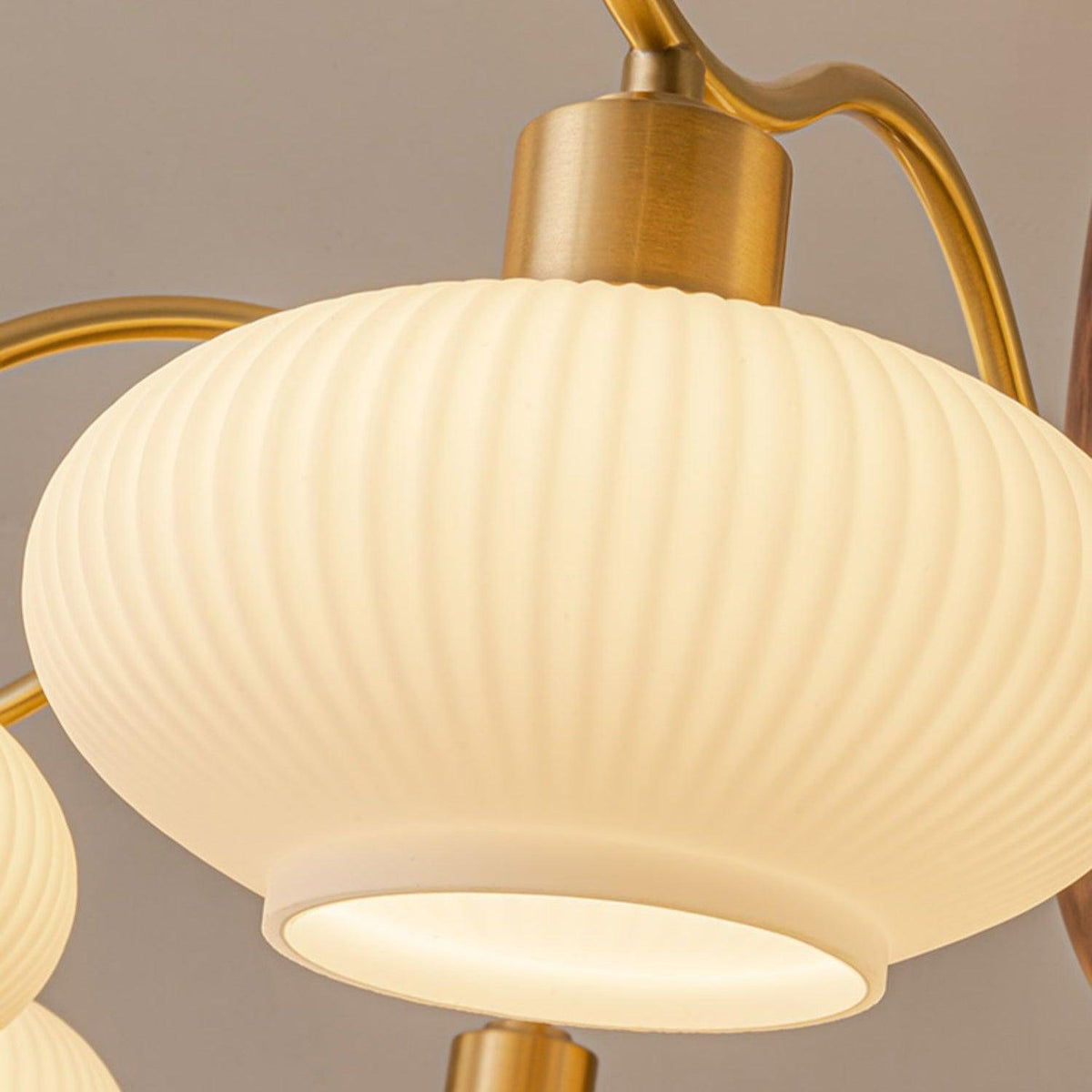 Cavien Brass and Walnut Chandelier