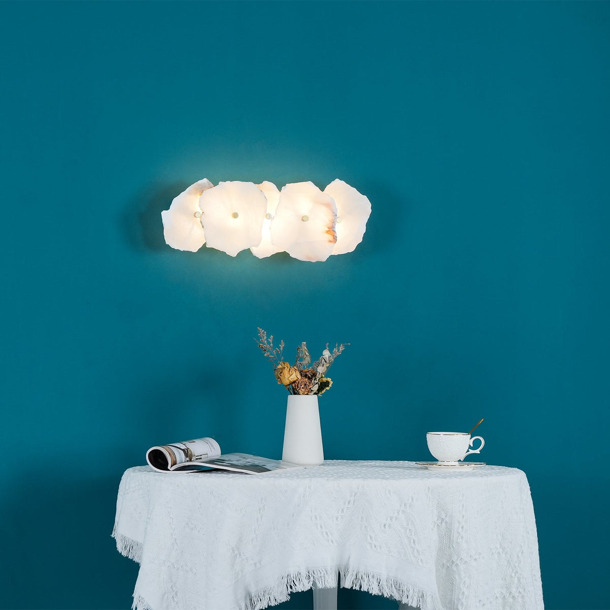 Alaeila Floral Cluster Alabaster Wall Light