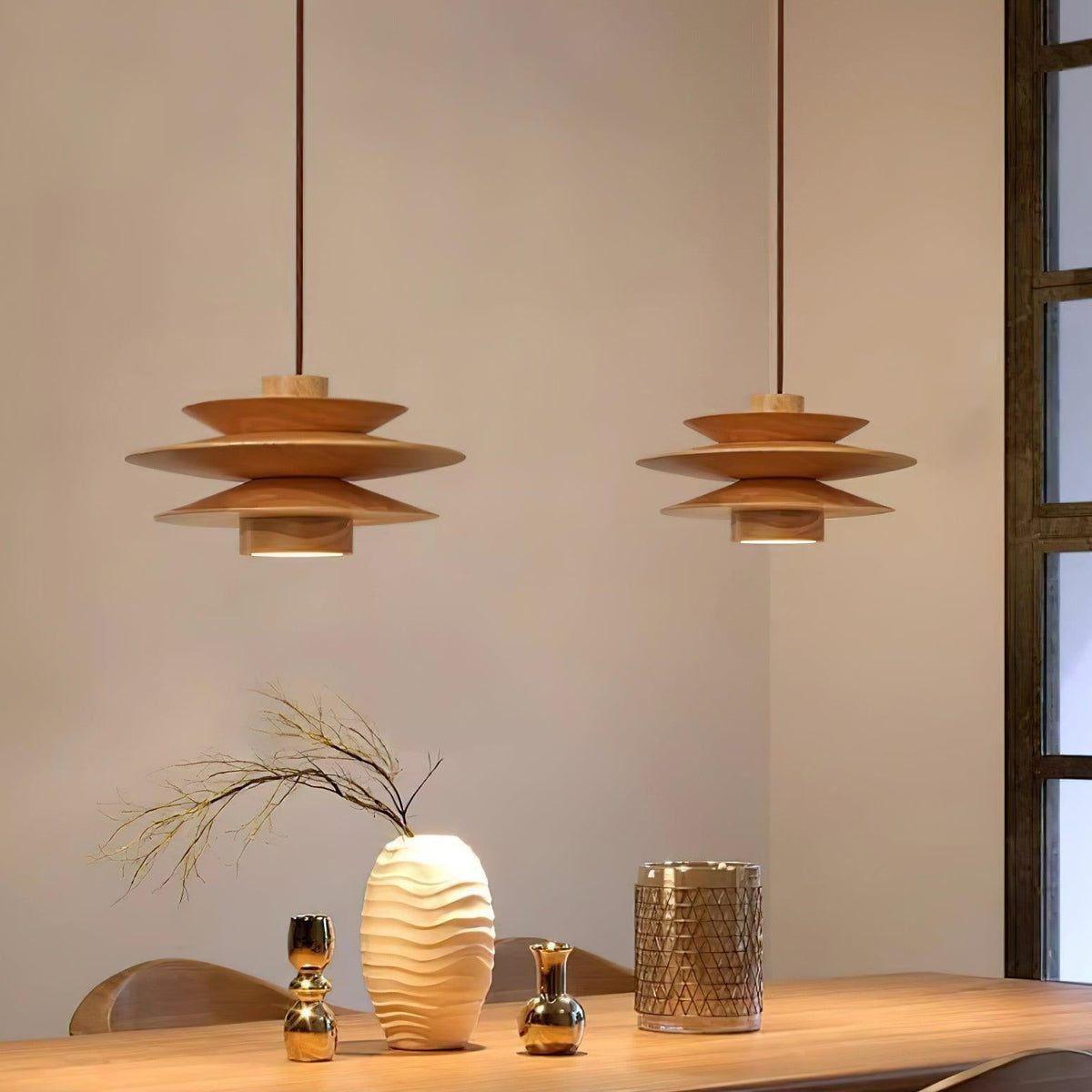 Nemasit Mid Century Walnut Pendant Light