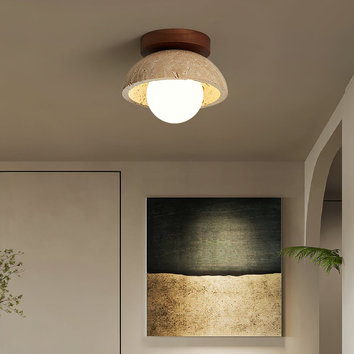 Ferovut Minimalist Travertine Ceiling Light