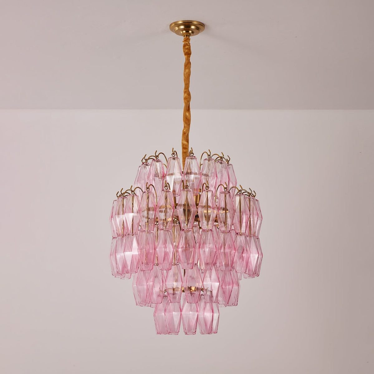 Celenine Chandelier Pink Murano Glass Layered Glam