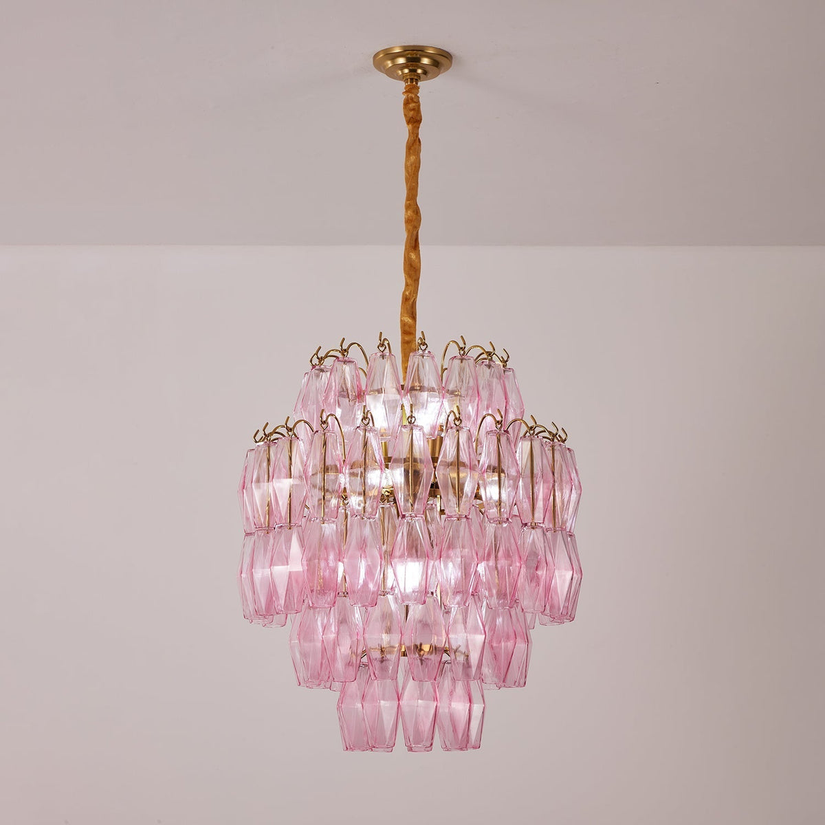 Celenine Chandelier Pink Murano Glass Layered Glam