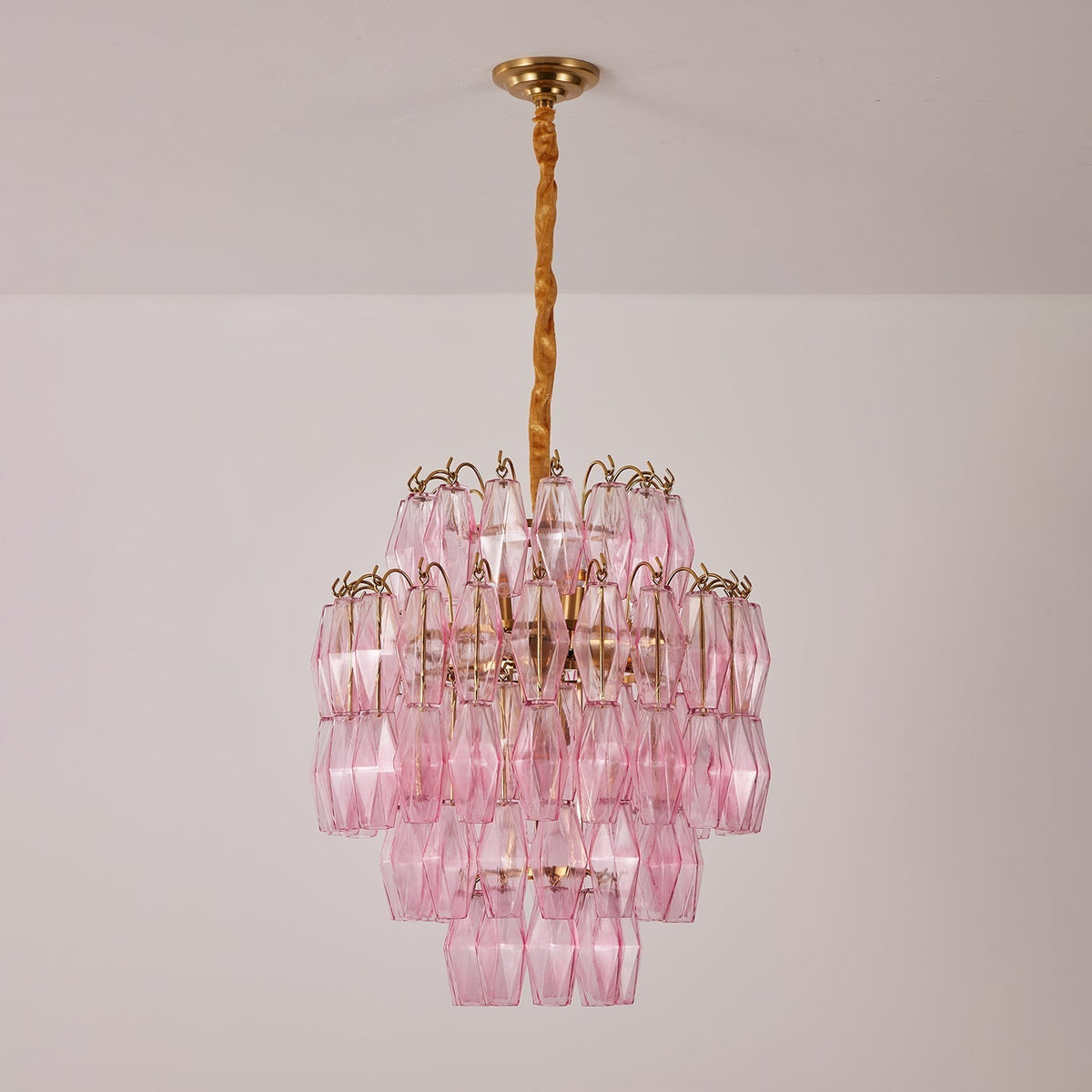Celenine Chandelier Pink Murano Glass Layered Glam