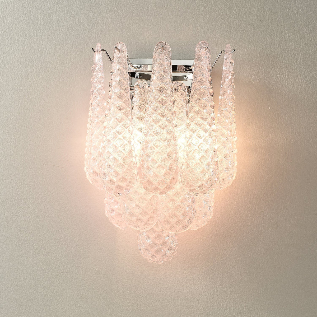 Eirelora Wall Sconce Pink Waffle Glass Modern